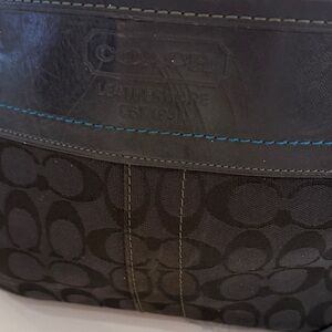 Coach Black Signature Jacquard Tote with Leather Trim